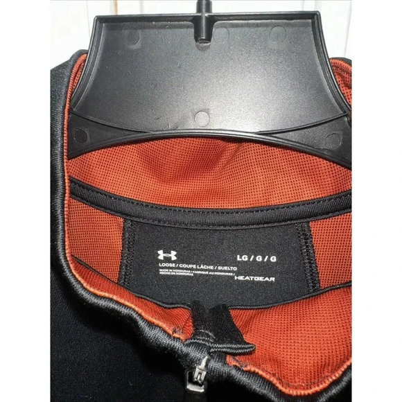 Under Armour Men’s Large 1/4 Zip Pull Over Lightweight Black Burnt Orange - Picture 2 of 8